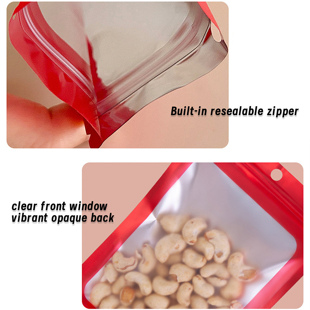 Custom Printed Resealable Window Gift Bags – 50 Pcs, Personalized Logo, Color Back with Clear Front
