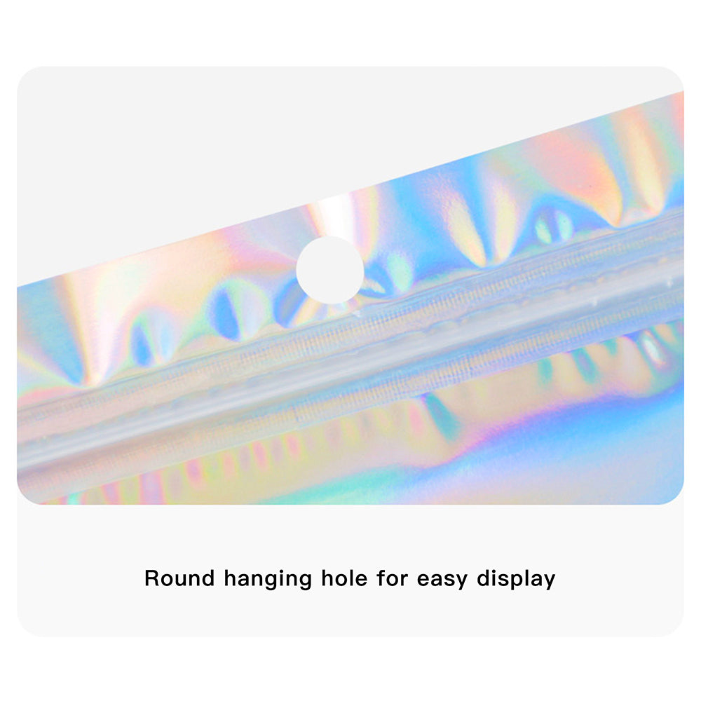 Custom Holographic Resealable Packaging Bags β One Side Clear One Side Laser Shine