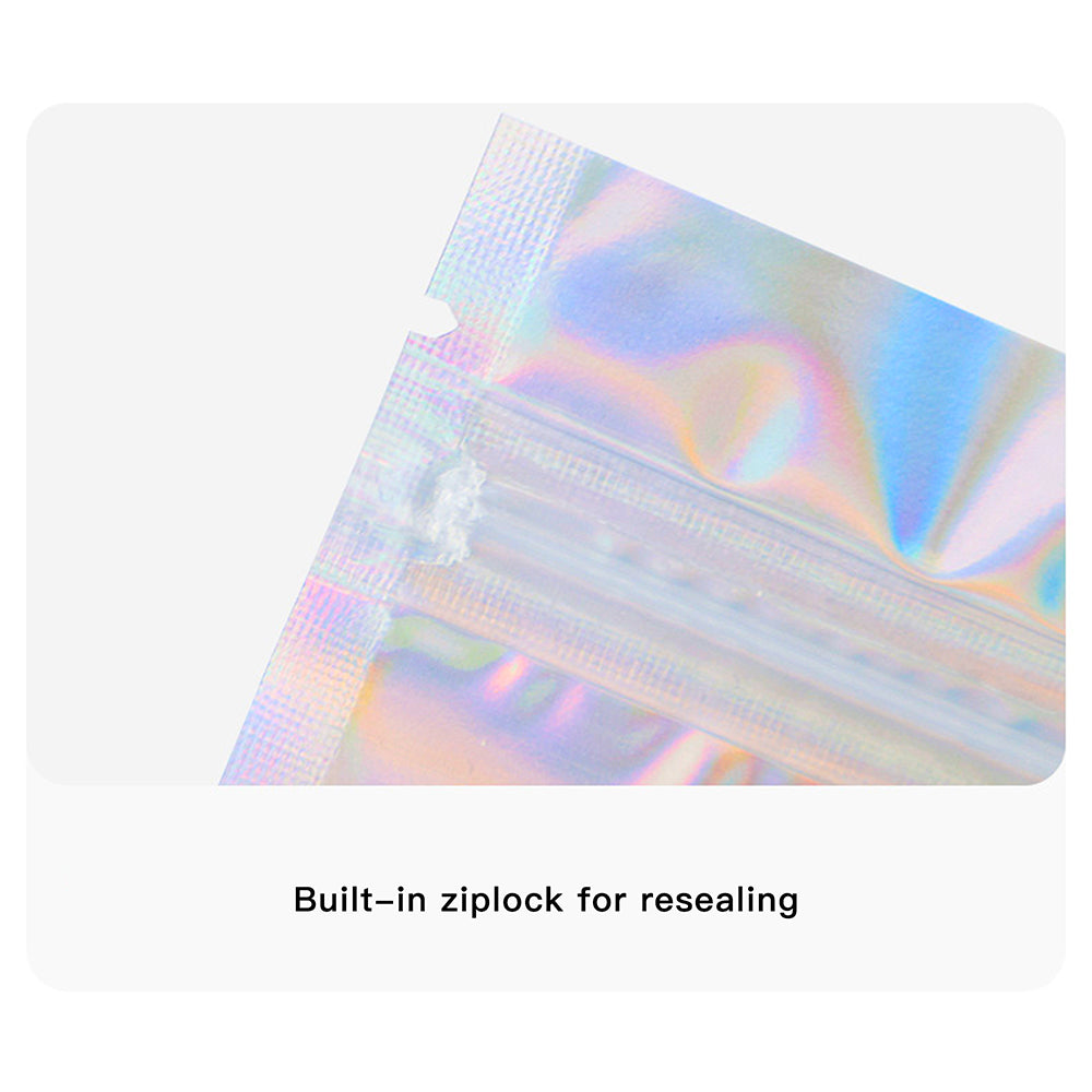 Custom Holographic Resealable Packaging Bags β One Side Clear One Side Laser Shine