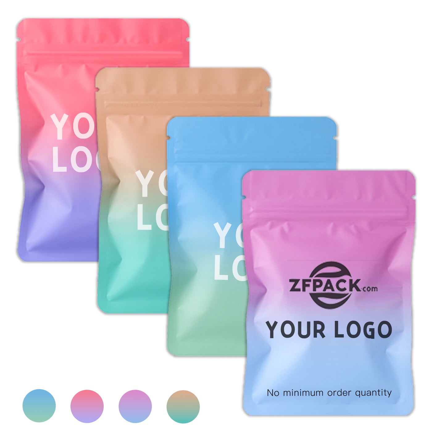 Custom Gradient Matte Foil Resealable Bags (Double-Sided Opaque Metallized Film)
