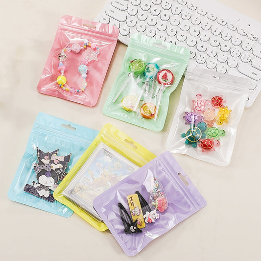 Custom Macaron Colorful Ziplock Resealable Bags - One Side Clear