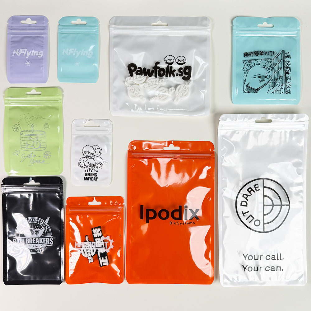 Custom Macaron Colorful Ziplock Resealable Bags - One Side Clear