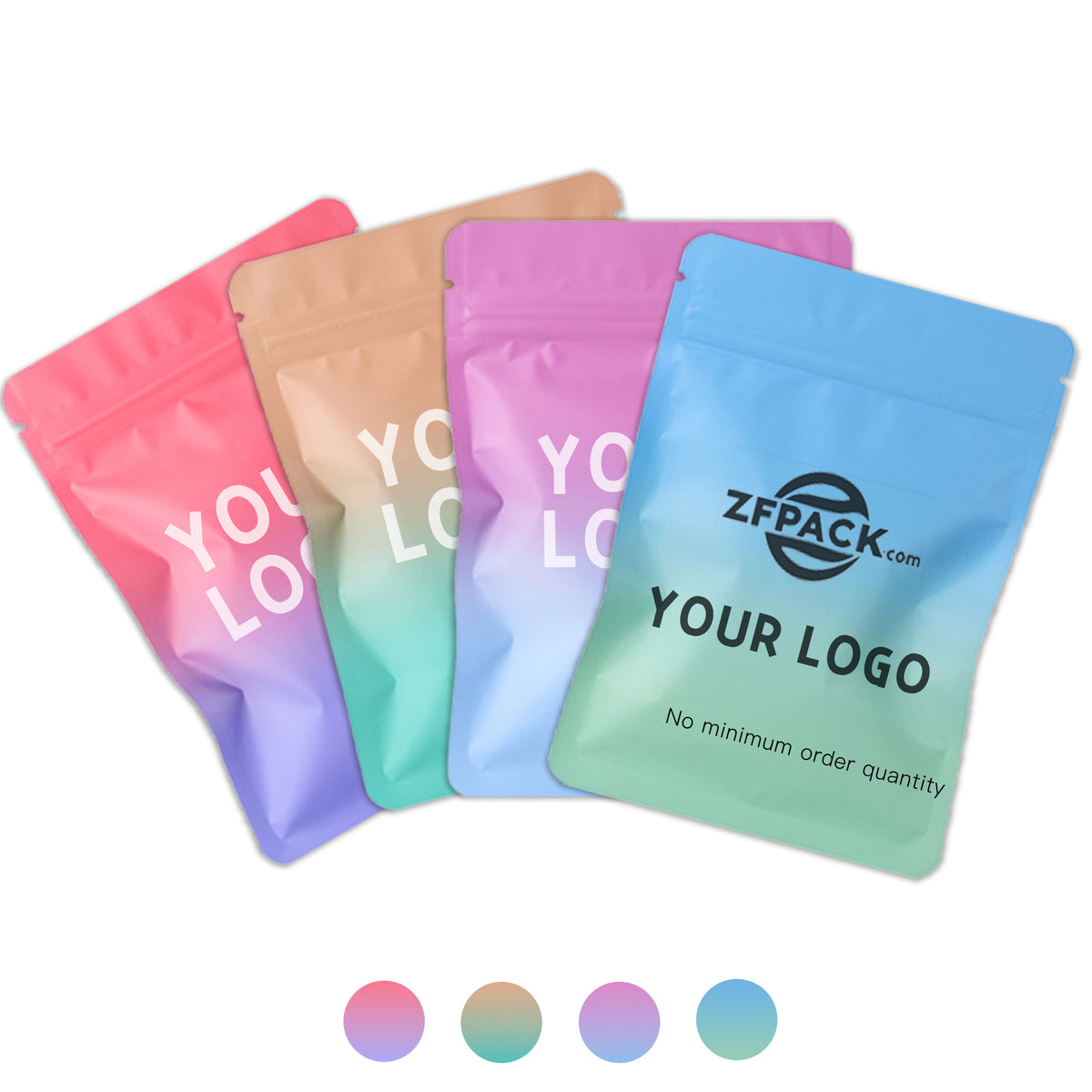 Gradiant Bag Color Gradient Color Matte Packaging Bags | Resealable Custom Logo Pouches ...