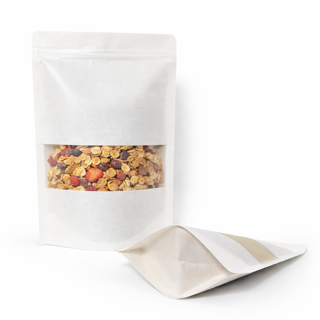 Custom Kraft Stand Up Pouches with Window