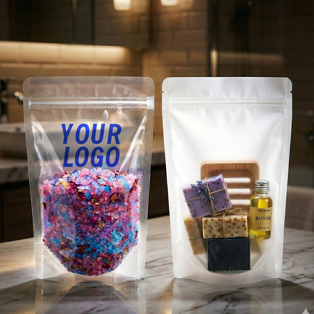 Custom Clear / Frosted Clear Stand-Up Zip Pouch