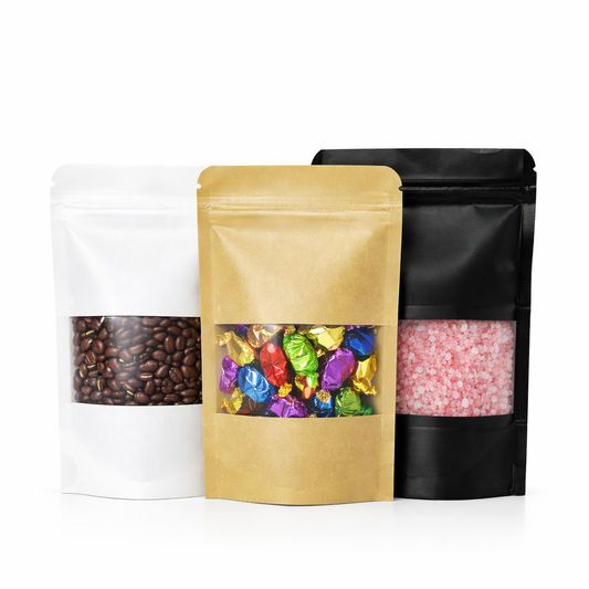 Custom Kraft Stand Up Pouches with Window