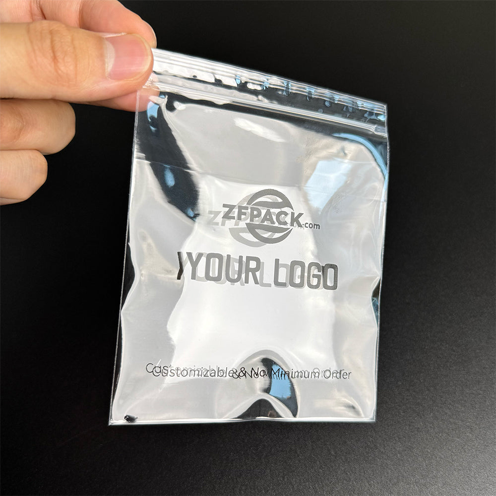 50 pcs Custom Logo Resealable Ultra-Clear Packaging Bags – Ziplock Poly Bags with Your Brand