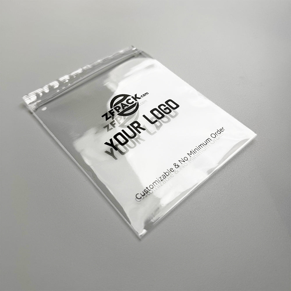 50 pcs Custom Logo Resealable Ultra-Clear Packaging Bags – Ziplock Poly Bags with Your Brand