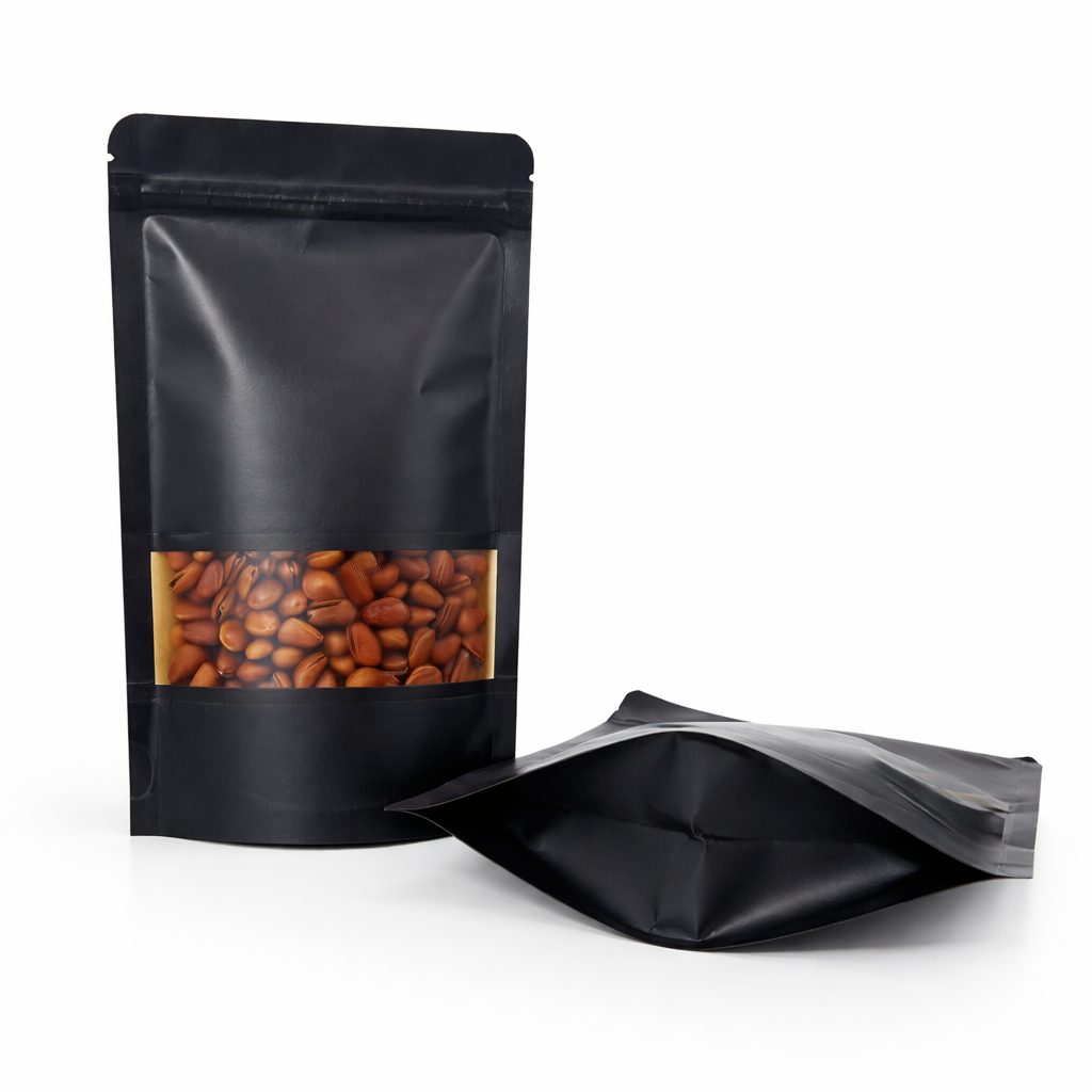 Custom Kraft Stand Up Pouches with Window