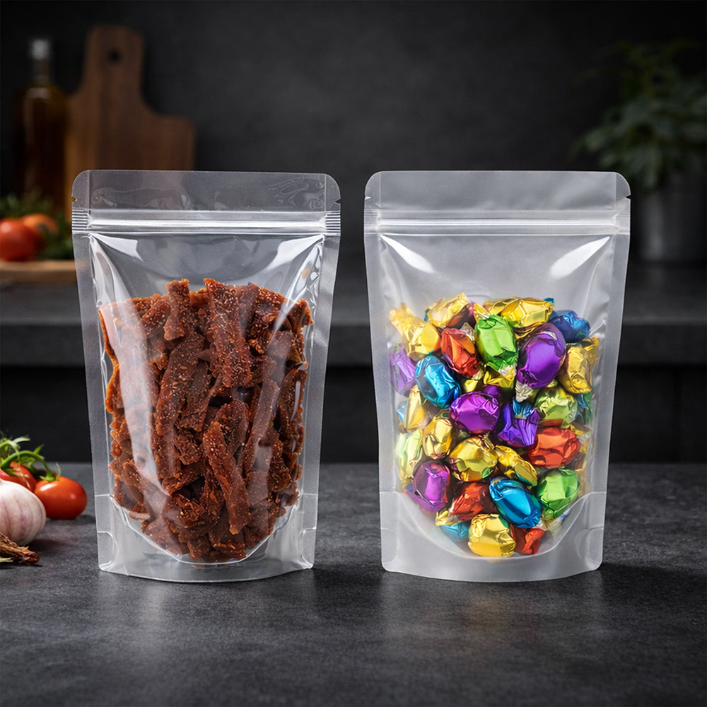 Custom Clear / Frosted Clear Stand-Up Zip Pouch