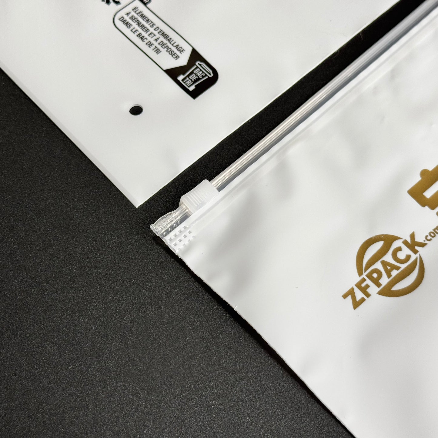 50 pcs Custom Clothing Ziplock Bags with Your Logo, Frosted White Semi-Transparent with Warning Label Instructions