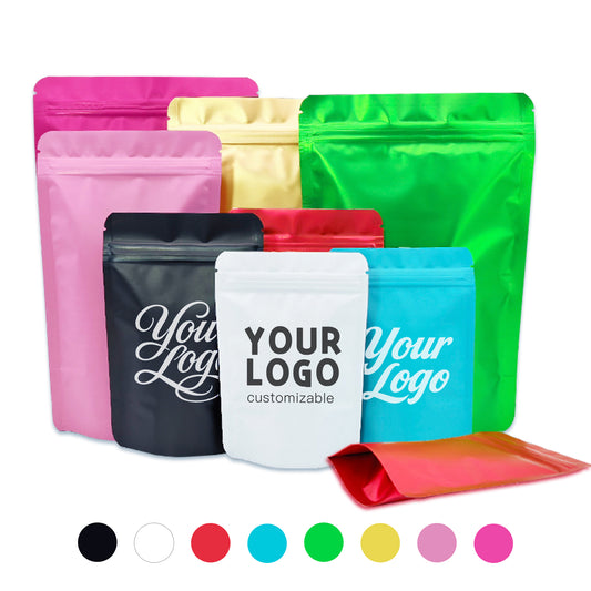 Multi-Color Matte Stand-Up Aluminum Foil Bags | Custom Logo Resealable Pouches